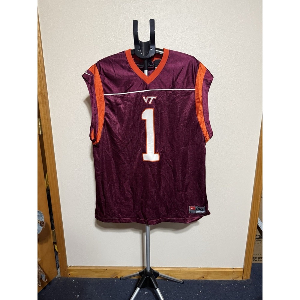 Nike Virginia Tech Hokies #1 Football Jersey Maroon Orange 2XL